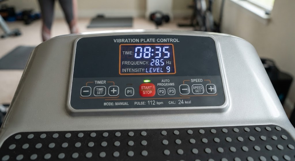 Adjust vibration plate workout settings for beginners