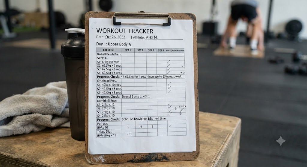 Track teres major workout progress with sets and repetitions