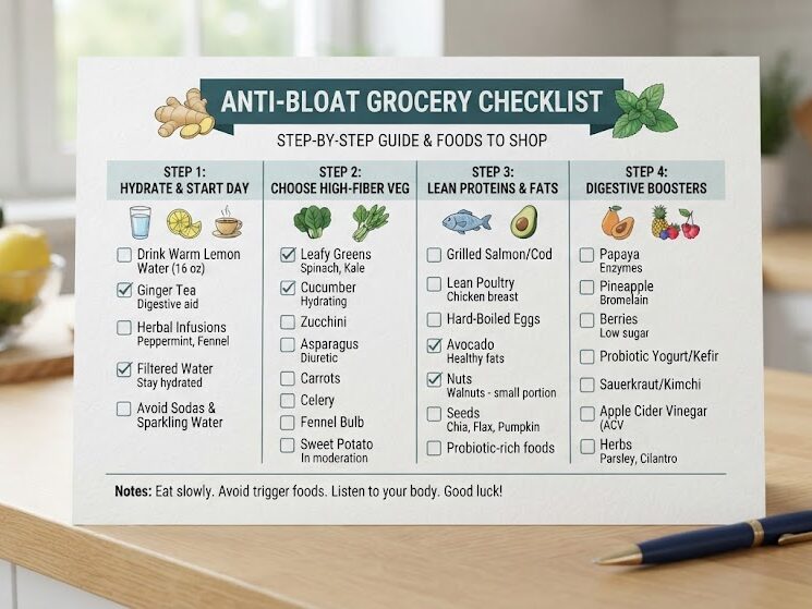 Shop healthy foods for anti-bloat meal plan