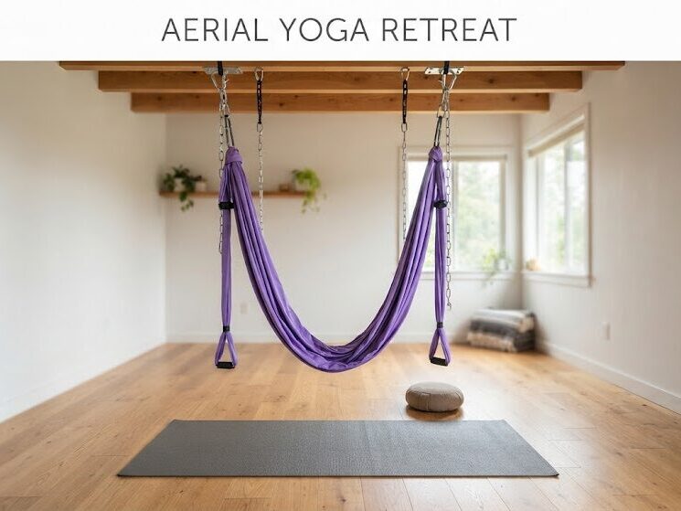 Set up aerial yoga equipment for beginners