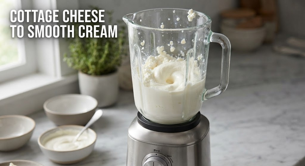 Blend cottage cheese smoothly for protein recipes