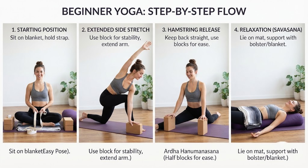 Prepare gentle yoga equipment for beginners