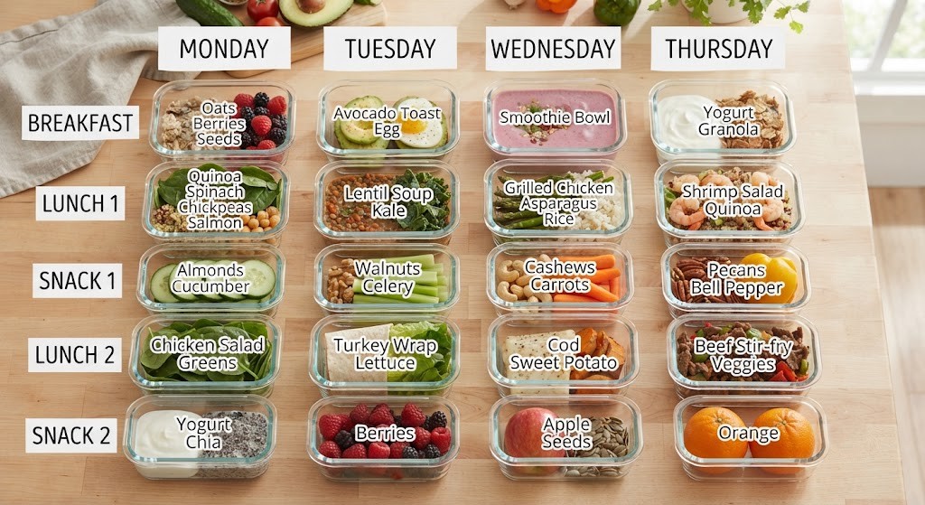 Prepare anti-bloat meal plan for the week