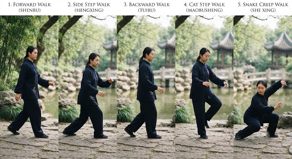 Practice Tai Chi walking variations for balance