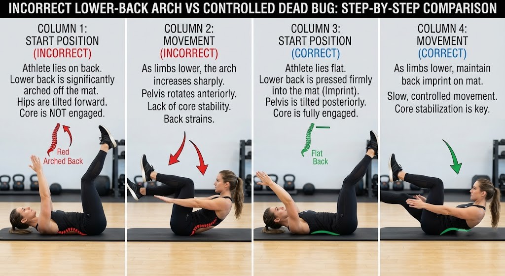 Fix Dead Bug exercise form and avoid lower-back arching