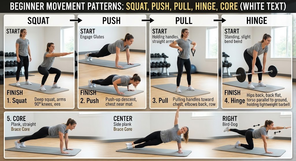 Perform major movement patterns for a 3-2-1 strength workout
