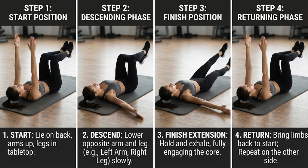 Perform Dead Bug exercise with proper core position