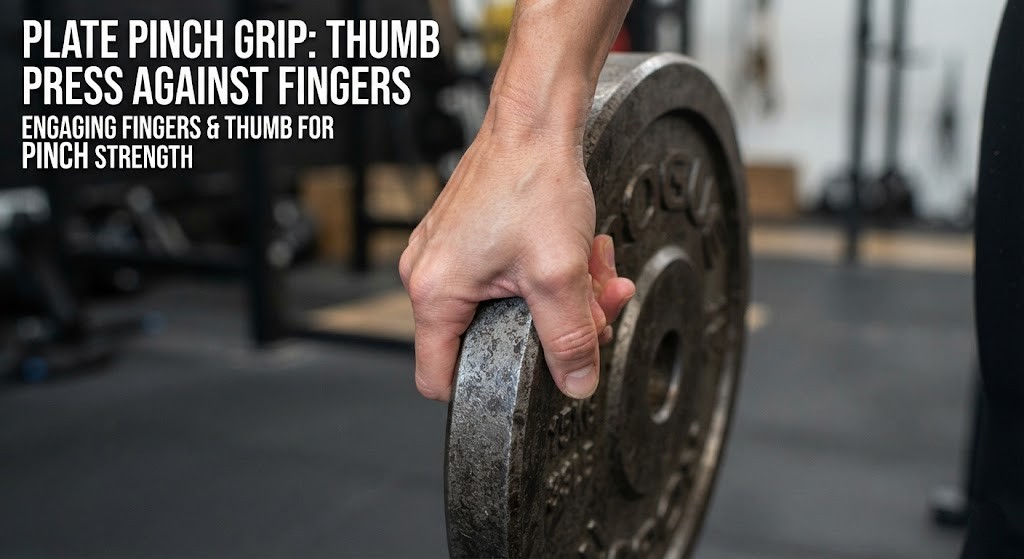 Perform a plate pinch exercise with correct thumb positioning