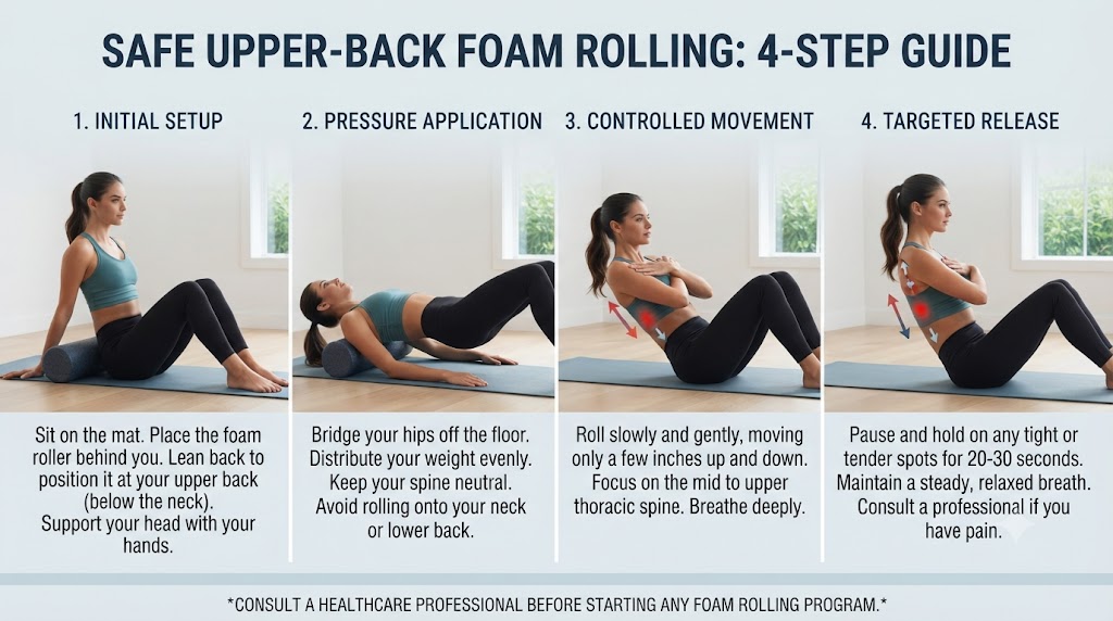 Perform upper-back foam rolling exercises safely
