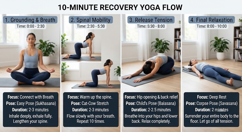 Follow a 10-minute Recovery Yoga routine step by step