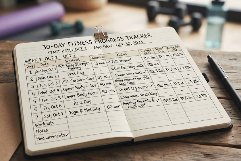 Track 30-day weight loss workout progress