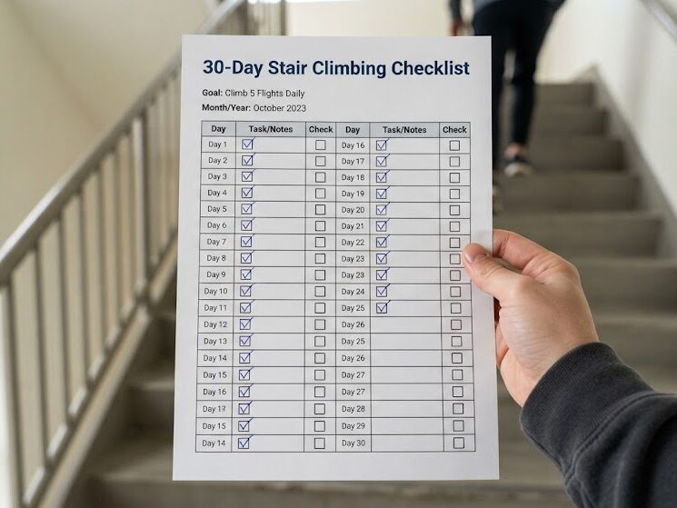 Track a 30 day stair climbing challenge workout