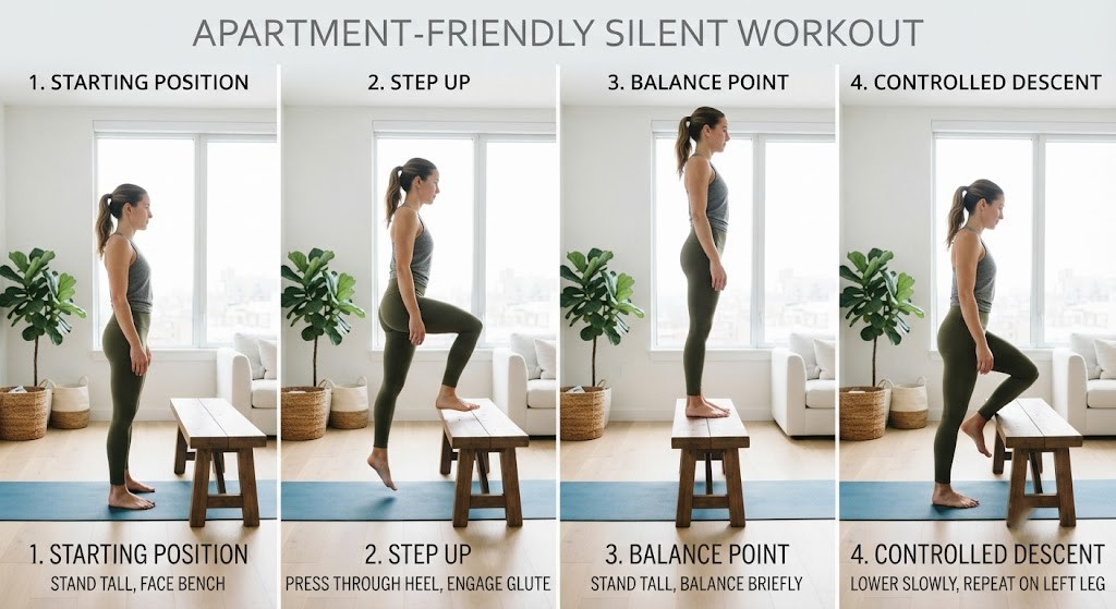 Set up a silent workout at home in an apartment