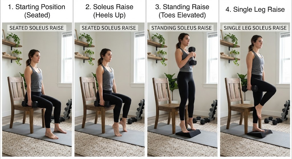 Perform soleus training at home with a dumbbell