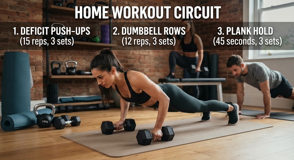 Add deficit push-ups to an upper body home workout