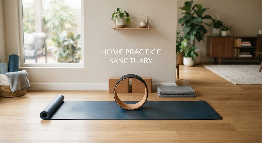 Set up yoga wheel equipment for a safe home yoga workout