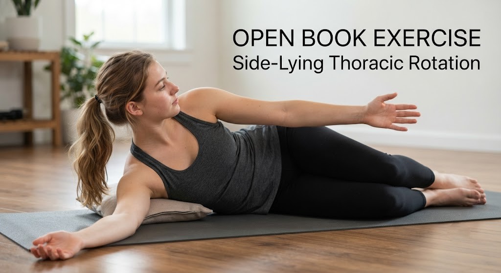 Perform Open Book thoracic rotation for upper back mobility