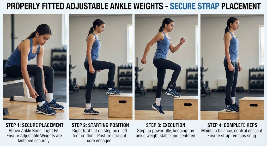 Fit adjustable ankle weights securely for home workouts