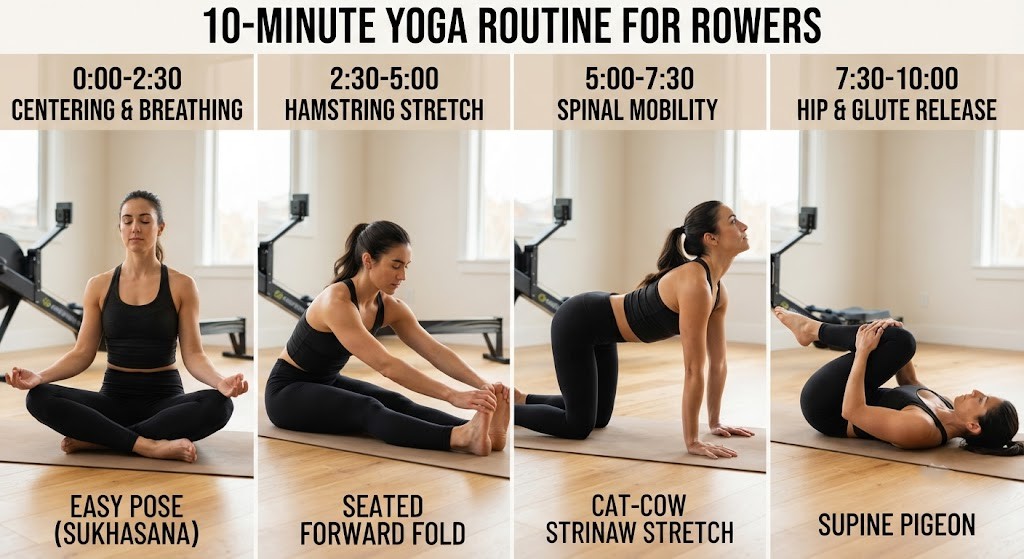 Follow a 10 minute yoga routine for rowers