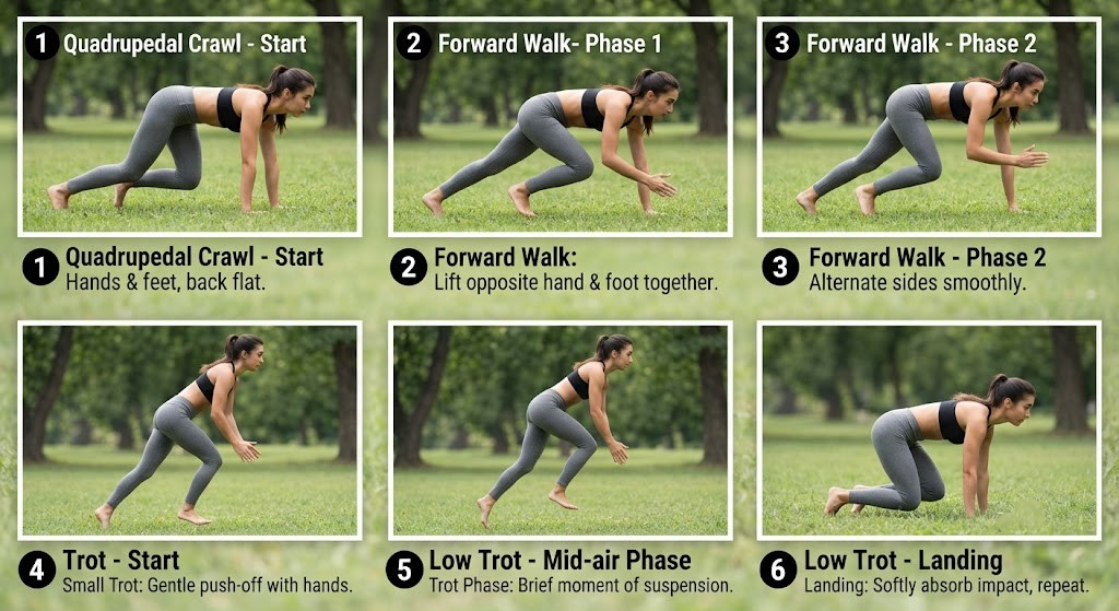 Perform beginner Quadrobics exercises correctly