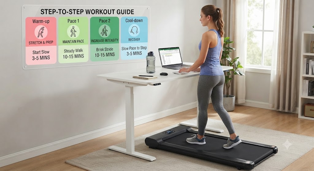 Use an under-desk walking pad in a home office