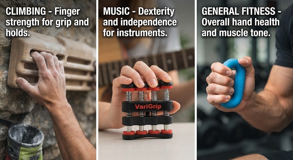 Use finger strengthener tools for different training goals