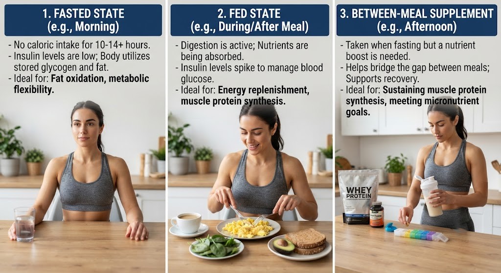 Compare BCAA and EAA timing for different workout situations