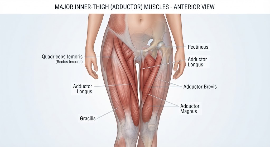 Identify inner thigh muscles targeted by an inner thigh workout