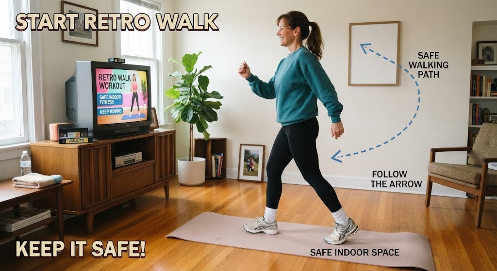 Create a safe space for retro walking exercise