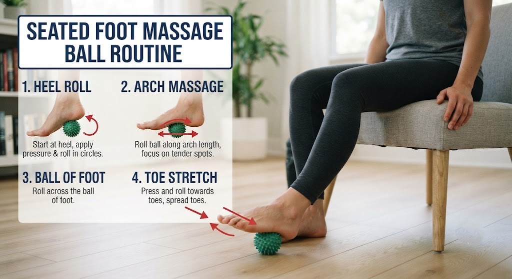 Use a spiky foot massage ball for plantar fasciitis safely