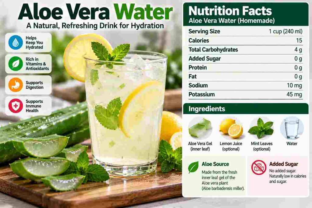 Check aloe vera water ingredients and added sugar before buying