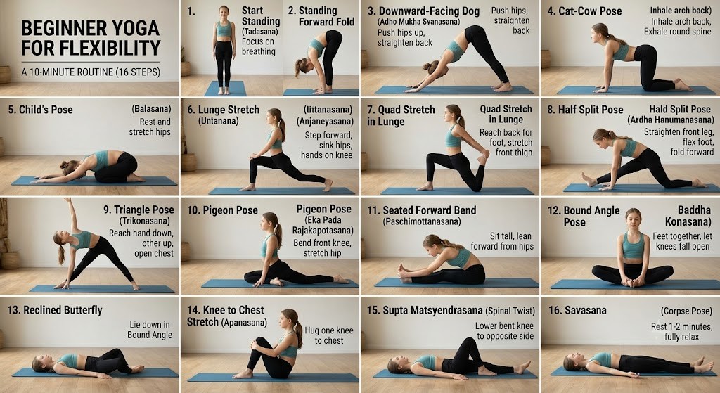 Follow a beginner yoga routine for flexibility at home