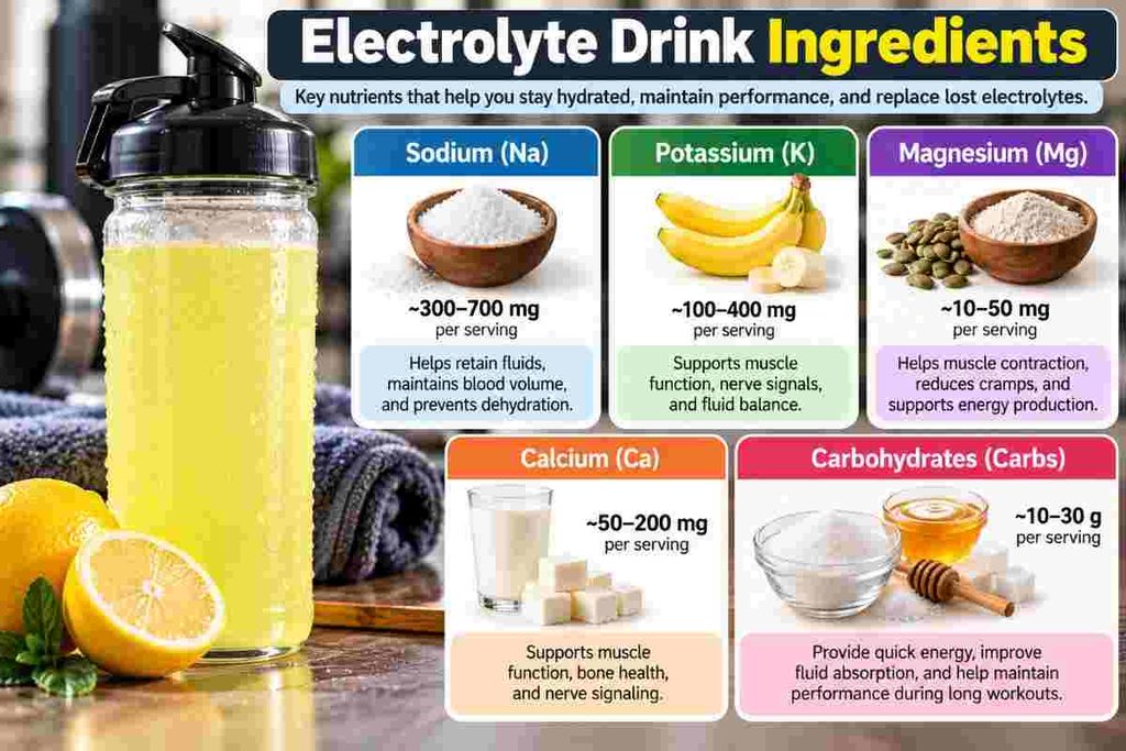 Identify electrolyte ingredients in workout hydration drinks