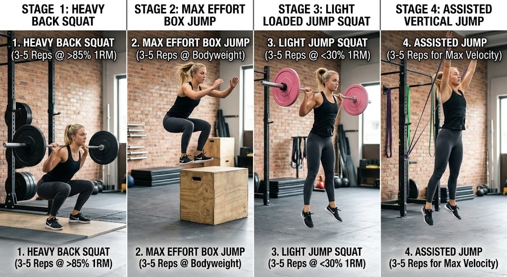 Understand the four stages of French contrast training for explosive power