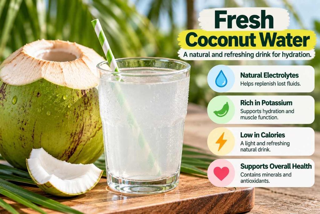 Coconut water as a natural hydration drink rich in potassium