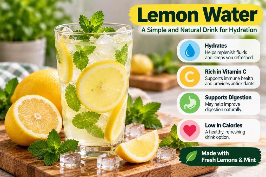 Homemade lemon water for refreshing and low-calorie hydration