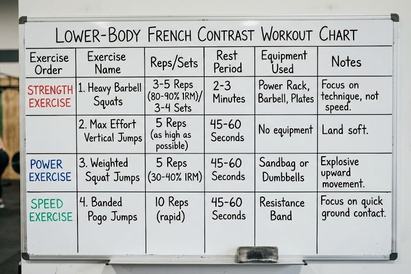 Follow a French contrast training workout for lower-body explosive power