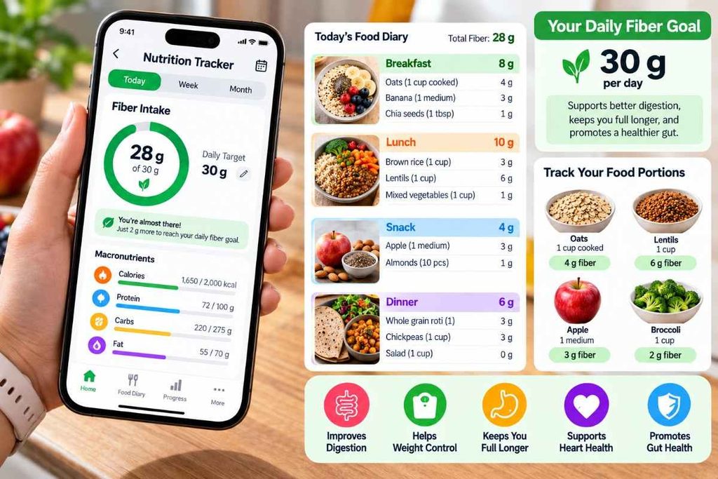 Track daily fiber intake using a nutrition app
