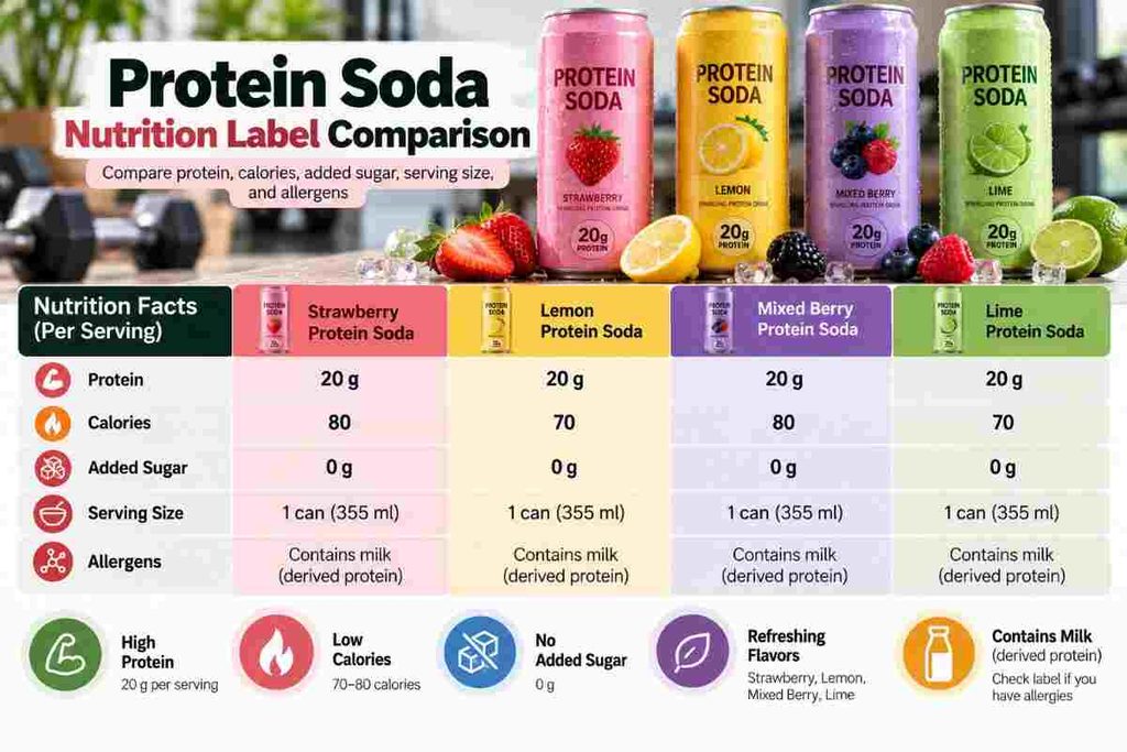Compare protein soda nutrition facts before buying