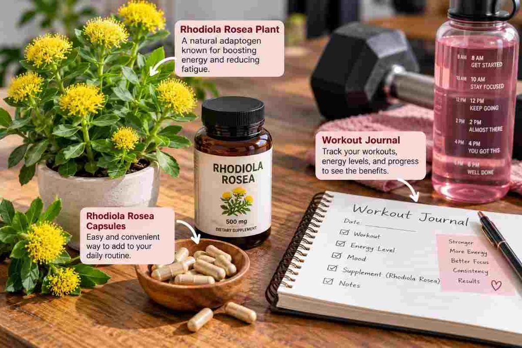 Identify Rhodiola rosea supplements for workout fatigue