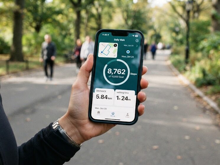 Track walking progress with a smartphone fitness tracker