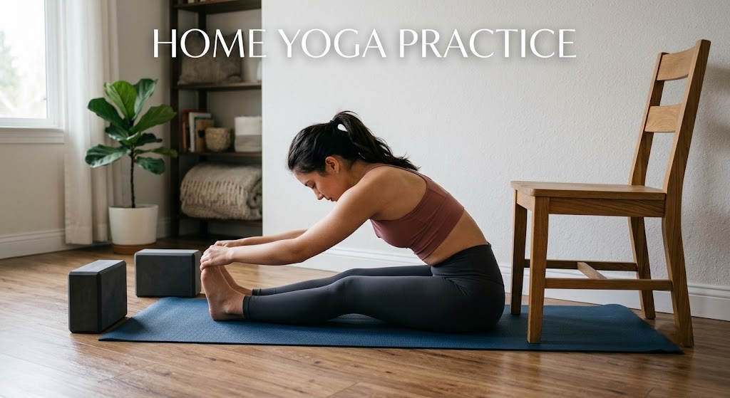Prepare equipment for yoga for proprioception at home