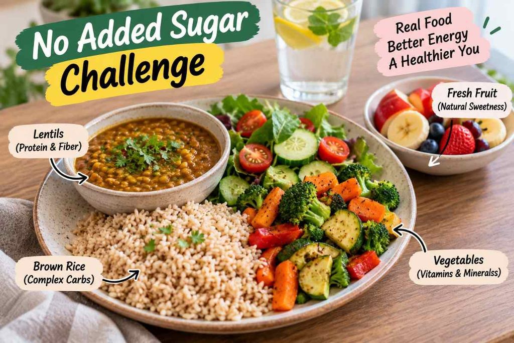 Balanced meal for a 30 day no sugar challenge