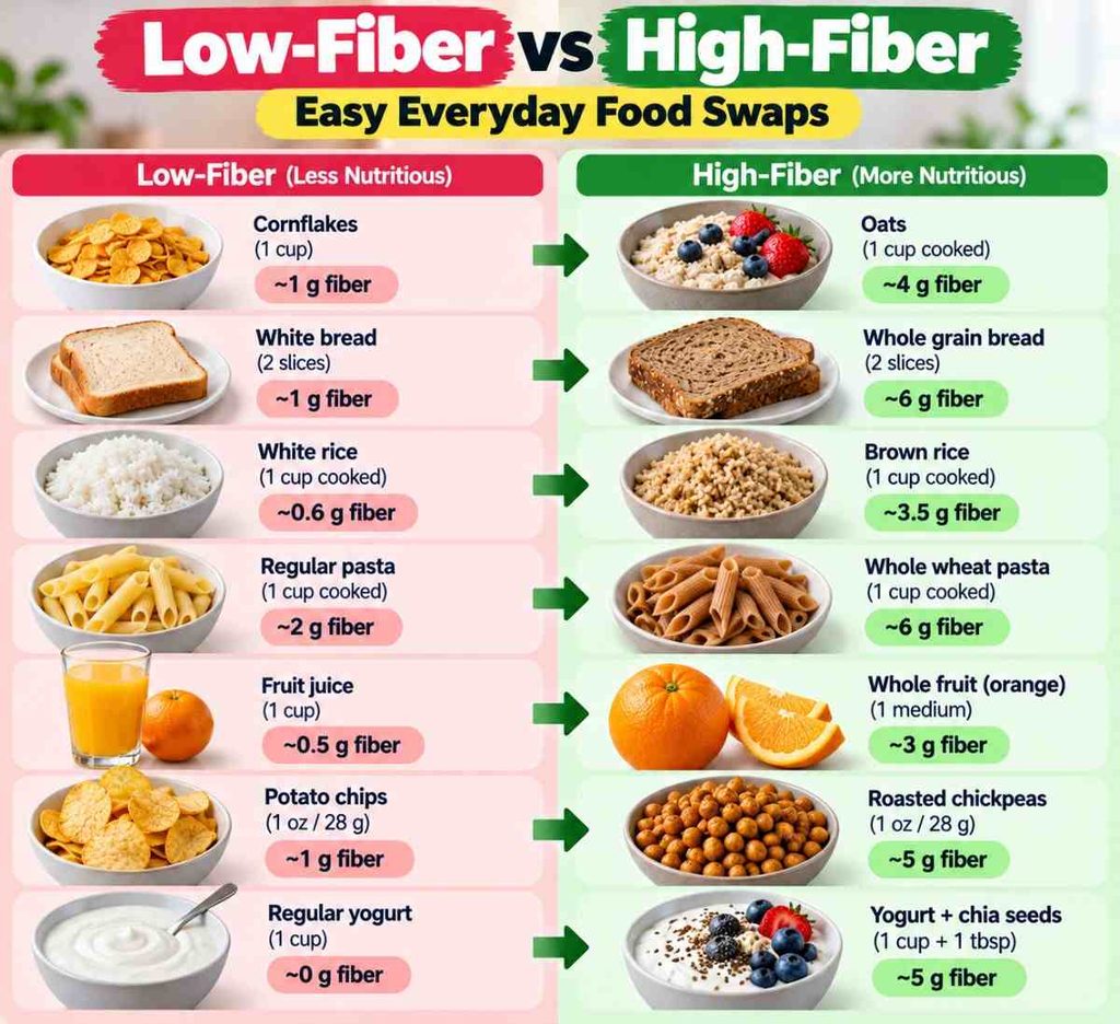 Compare high-fiber foods for everyday meals