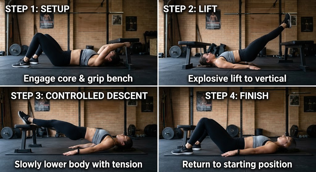 Perform the dragon flag workout with controlled technique