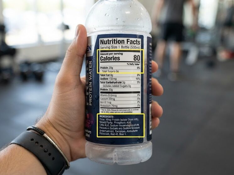 Compare protein water nutrition labels