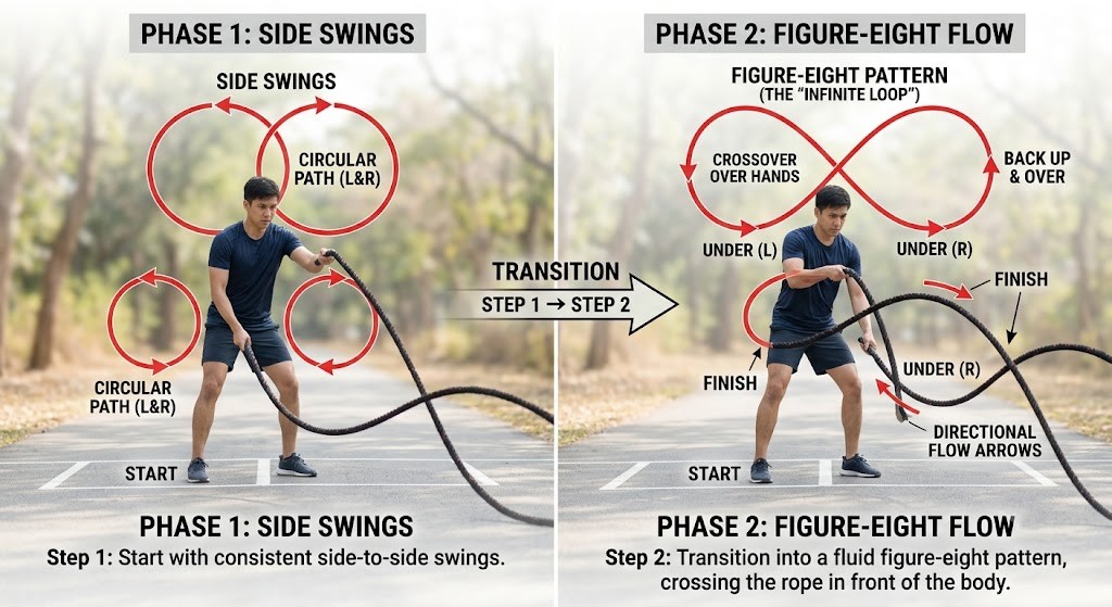 Learn basic rope flow movements with a beginner sequence