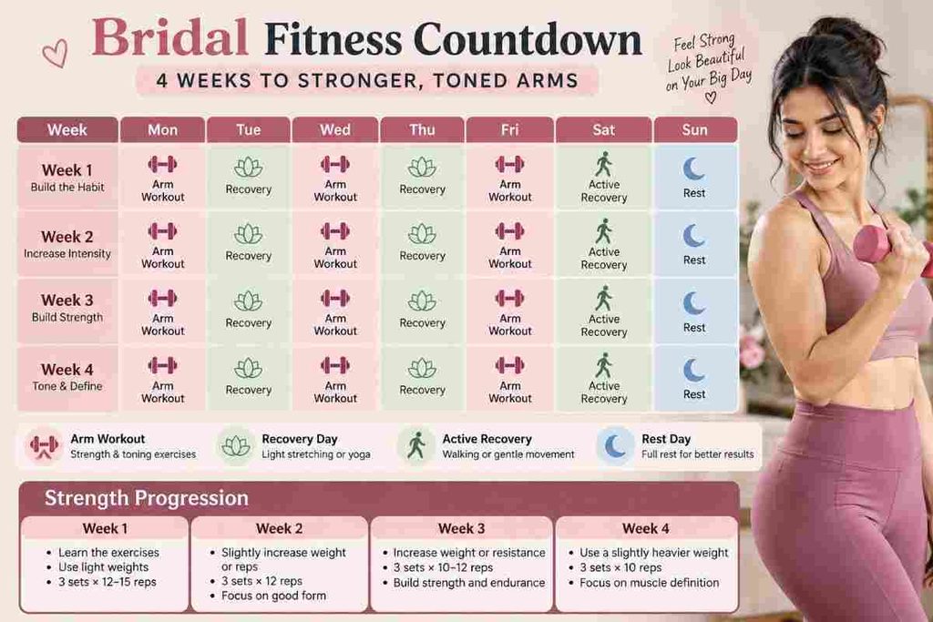 Plan a bridal arm workout countdown before your wedding