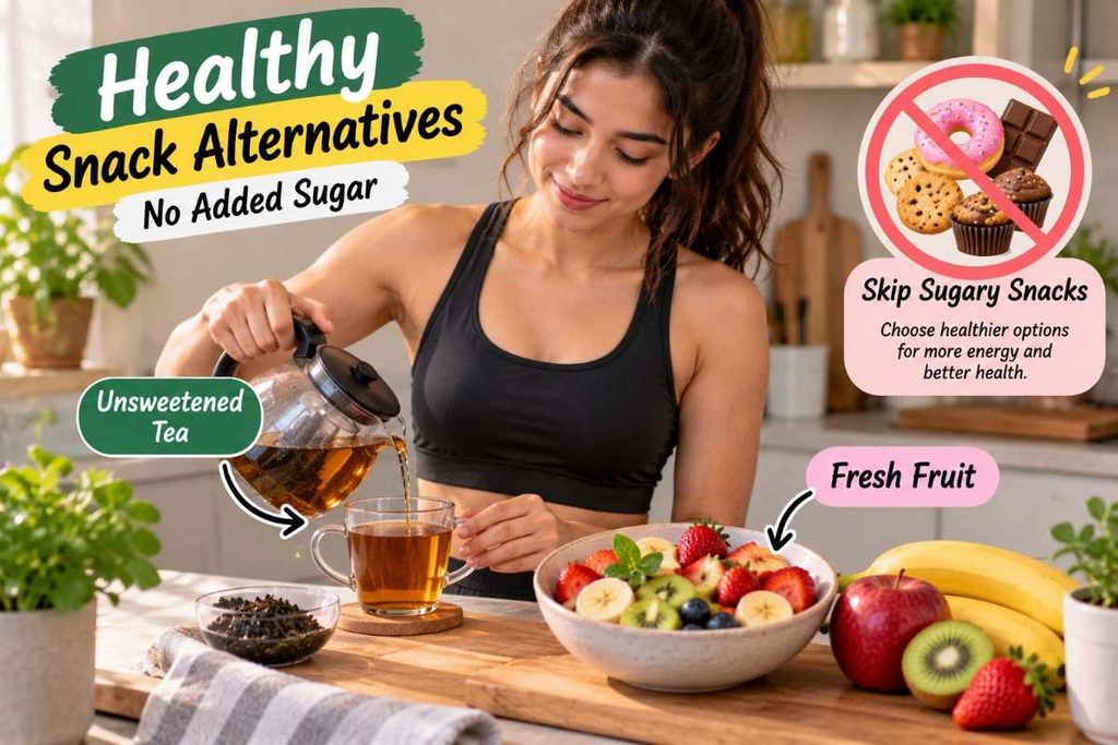 Unsweetened tea and fresh fruit for managing sugar cravings