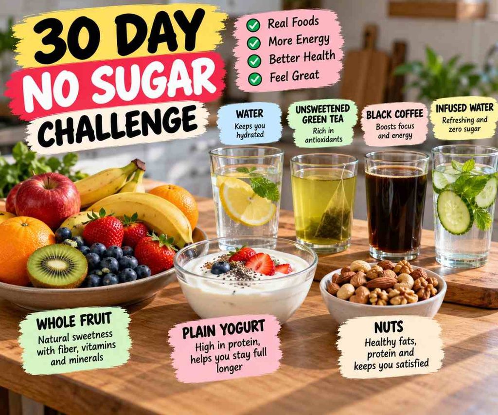 Healthy foods for a 30 day no sugar challenge